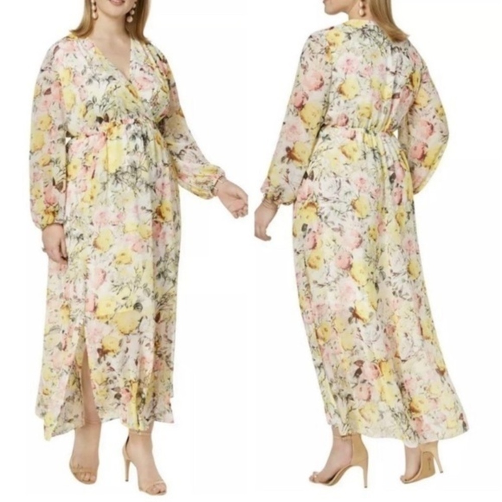 INC International Concepts Yellow and White Maxi Dress